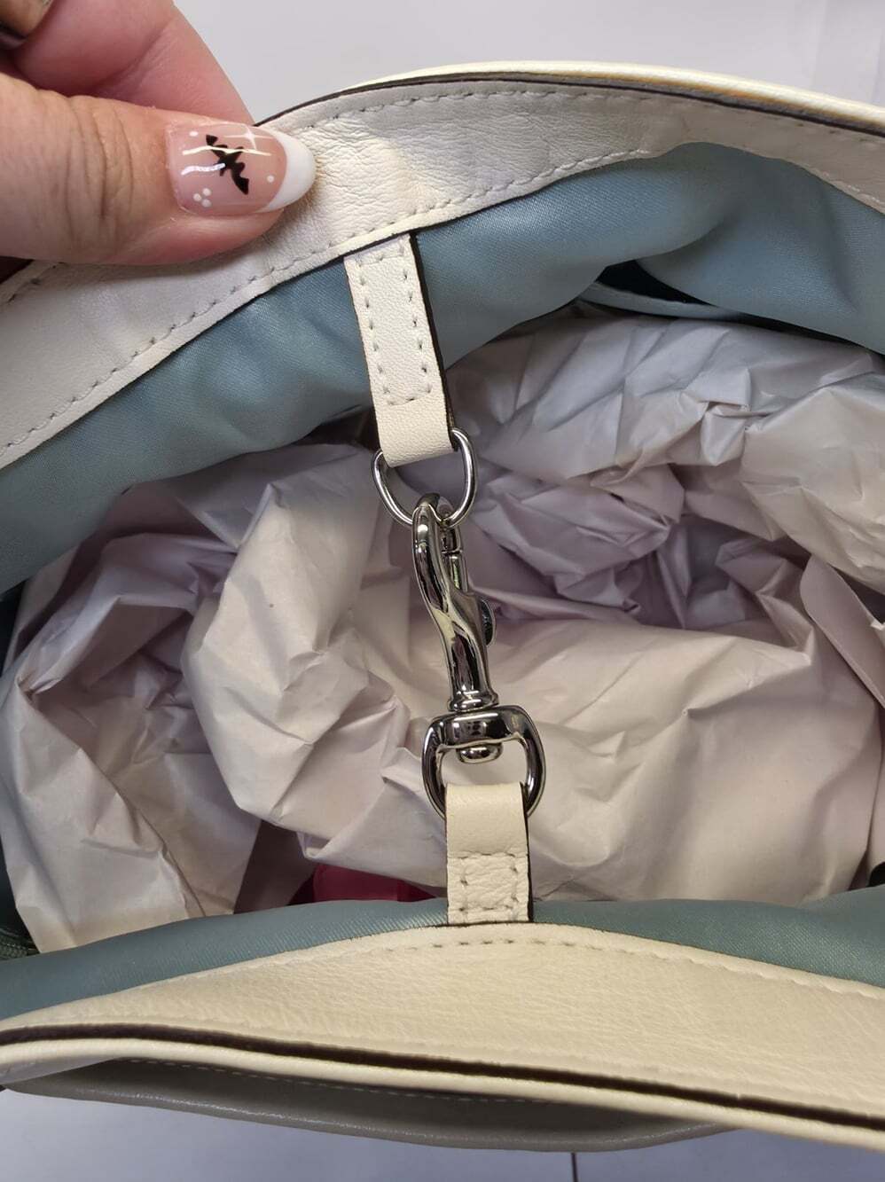 Coach Audrey Andie perforated Satchel Tote 19566 Creme Ivory Leather - Picture 7 of 8